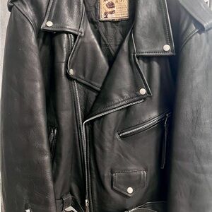 Ami Black Leather Bomber-Style Motorcycle Jacket (vintage bought  in Madrid)